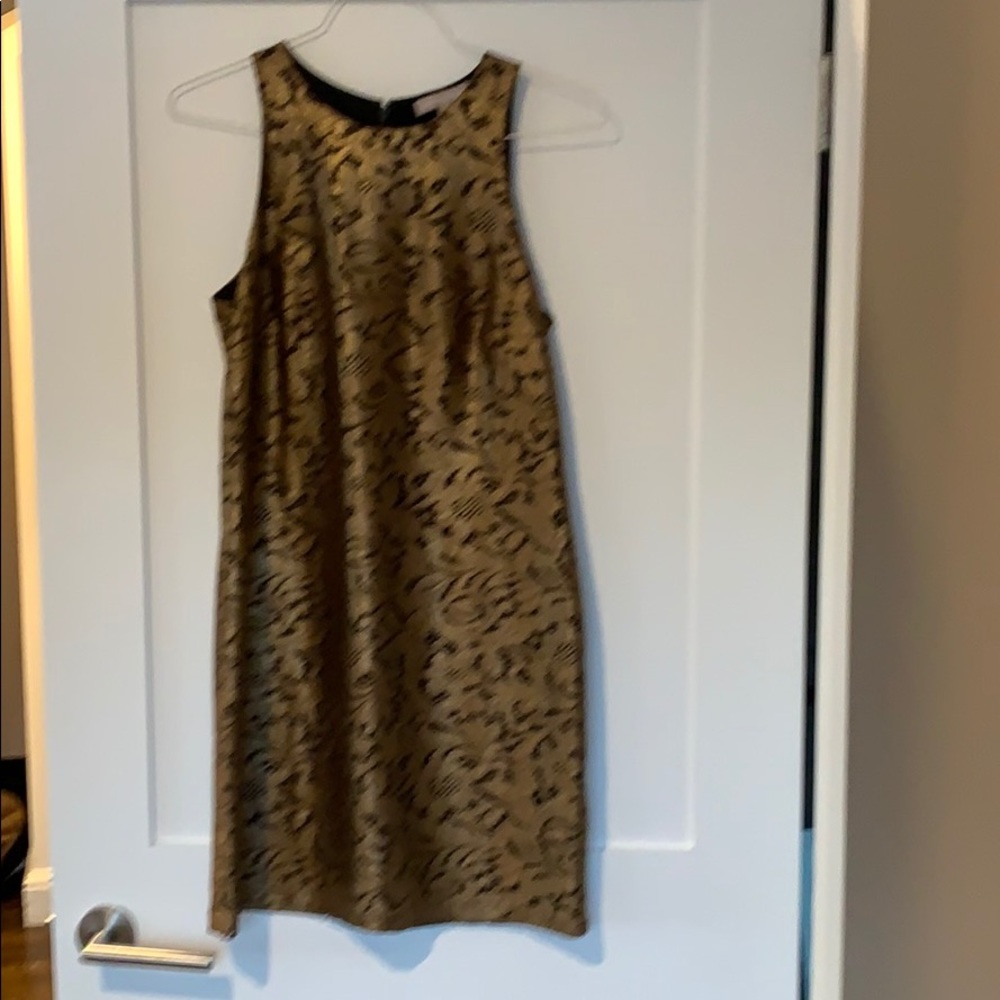 Bronze gold black lace dress
